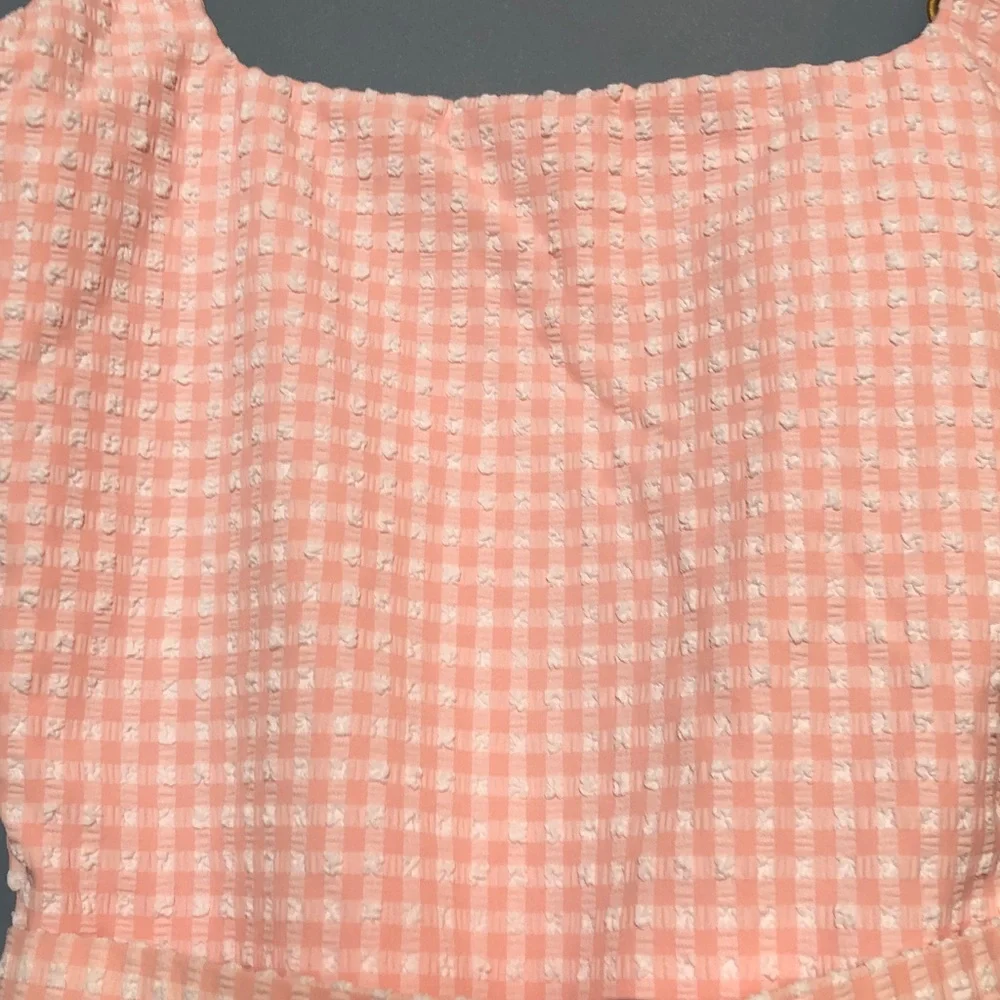 PQ Ballet Lucia Belted Pink Gingham One-Piece Swimsuit Large